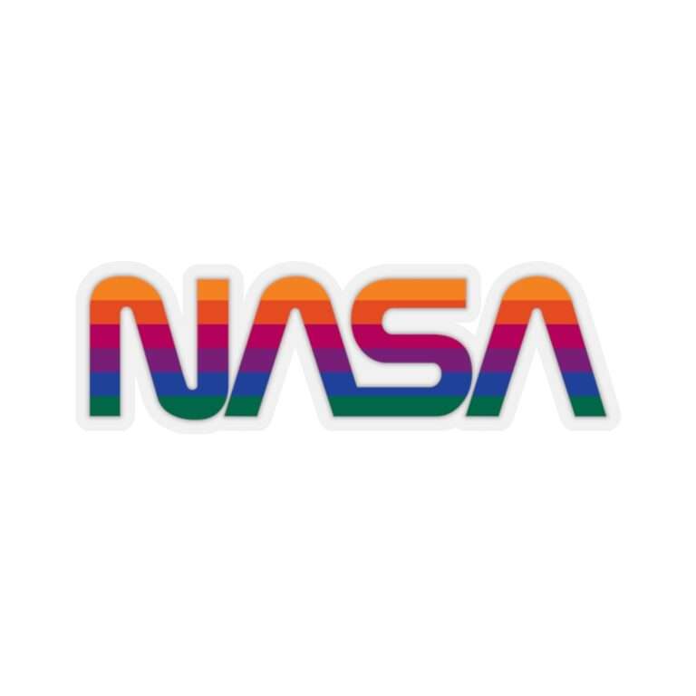 Transparent sticker of NASA logo in rainbow colors