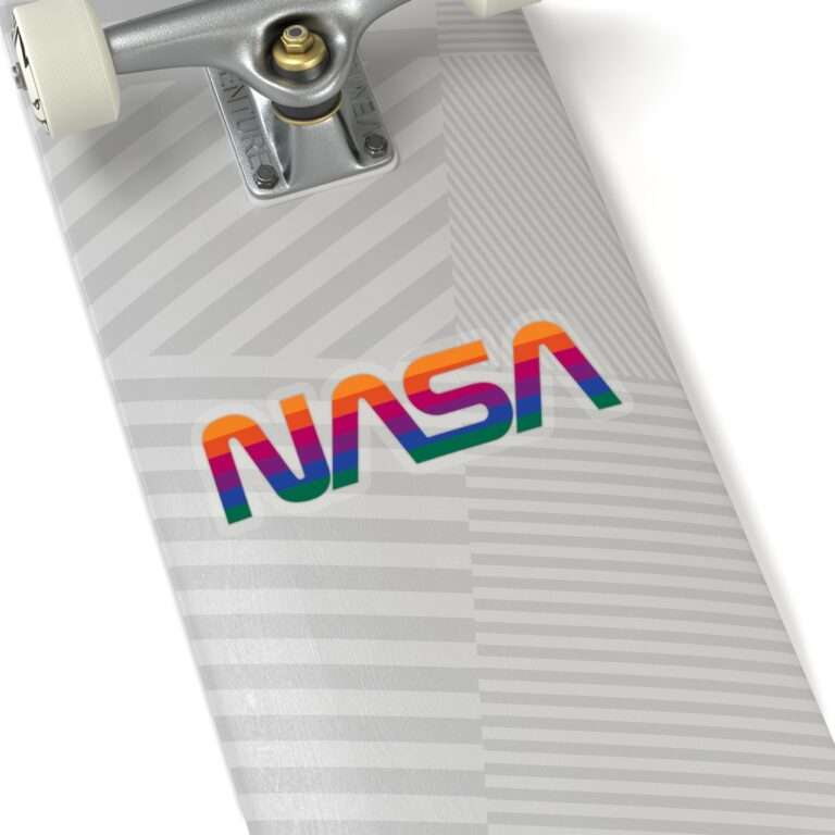 Transparent sticker of NASA logo in rainbow colors
