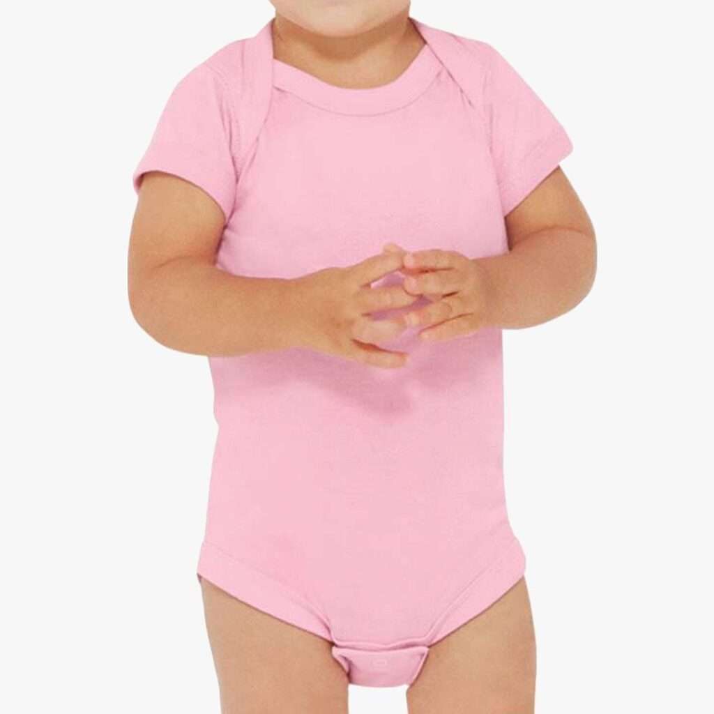 Demo of  pink infant fine jersey bodysuit