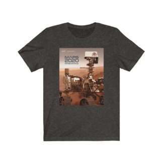 Black heather NASA t-shirt with print of mars 2020 perseverance rover