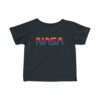 Black NASA baby t-shirt featuring rainbow logo