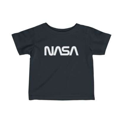 Black NASA baby t-shirt featuring NASA worm logo