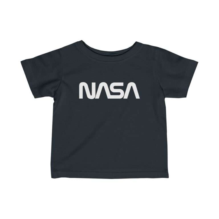 Black NASA baby t-shirt featuring NASA worm logo