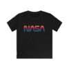 Black kids t-shirt with NASA logo in rainbow colors