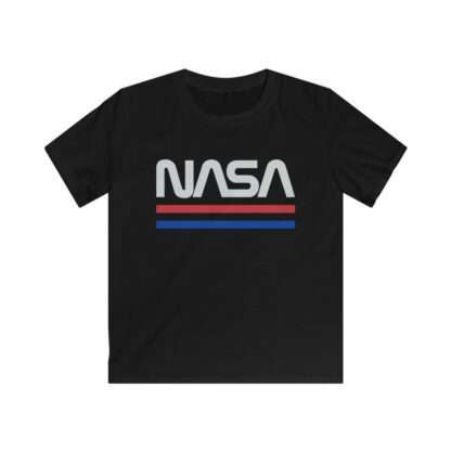 Black kids t-shirt with NASA logo in retro style