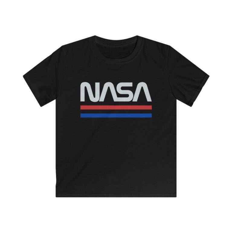 Black kids t-shirt with NASA logo in retro style