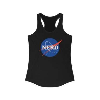 Black NASA "nerd" racerback tank for women