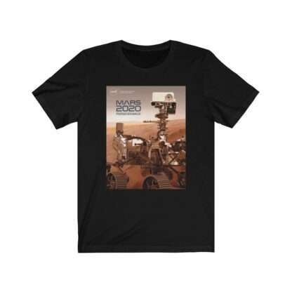 Black NASA t-shirt with print of mars 2020 perseverance rover