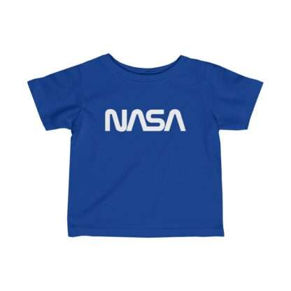 Blue NASA baby t-shirt featuring NASA worm logo