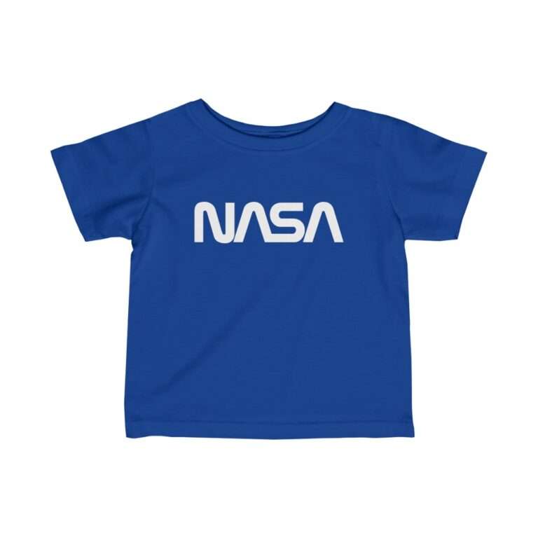 Blue NASA baby t-shirt featuring NASA worm logo