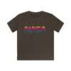 Brown kids t-shirt with NASA logo in rainbow colors