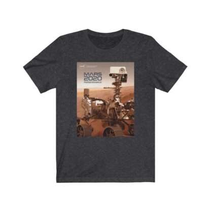 Dark heather NASA t-shirt with print of mars 2020 perseverance rover