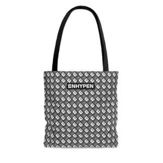 Front of Enhypen tote bag with houndstooth pattern
