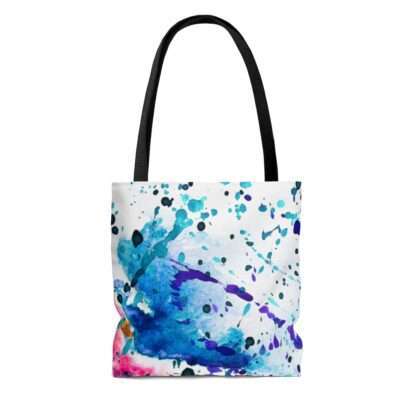 Back of Enhypen white tote bag with Jay paint splatter