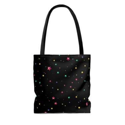 Back of Enhypen black tote bag with Ni-Ki colorful stars
