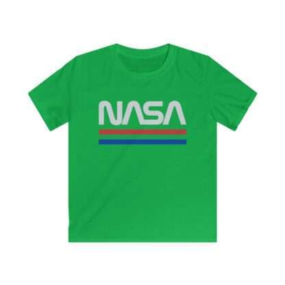 Green kids t-shirt with NASA logo in retro style