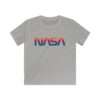 Grey kids t-shirt with NASA logo in rainbow colors