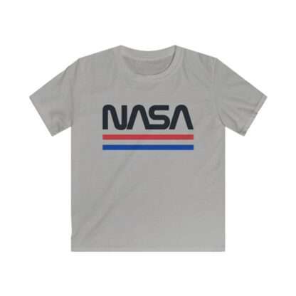 Grey kids t-shirt with NASA logo in retro style