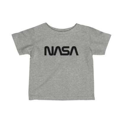 Heather NASA baby t-shirt featuring NASA worm logo