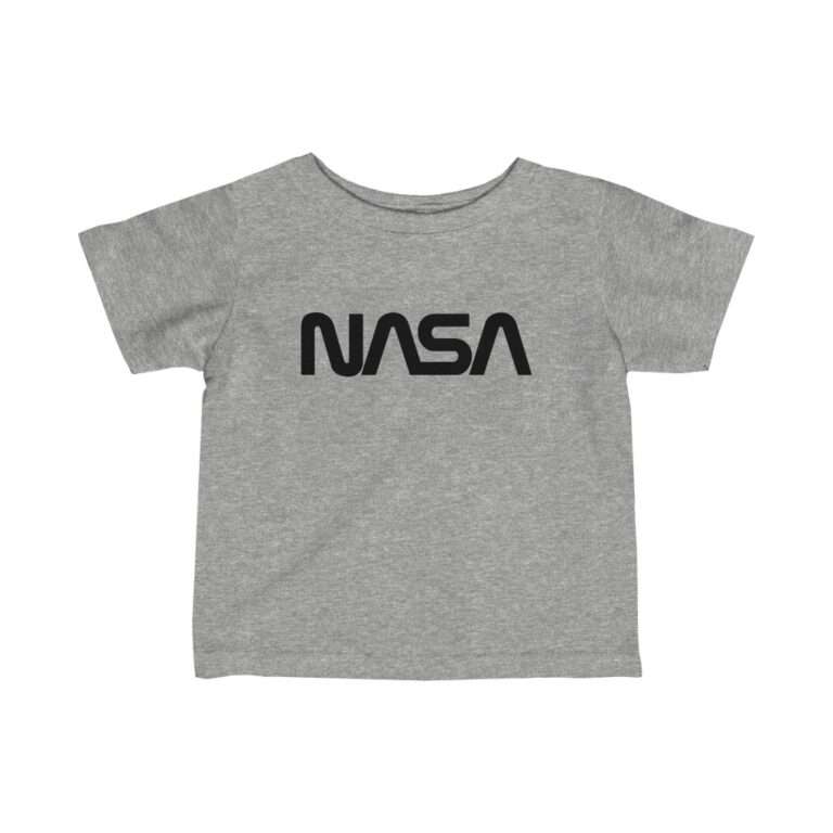 Heather NASA baby t-shirt featuring NASA worm logo