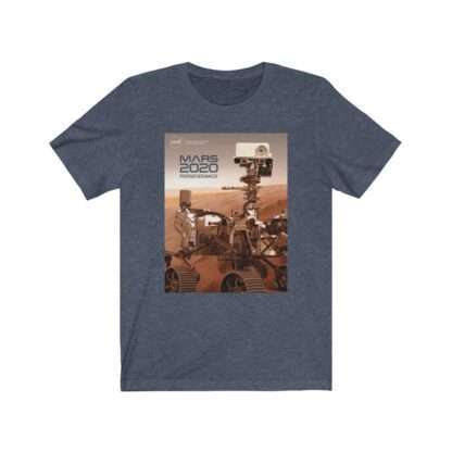 Heather navy NASA t-shirt with print of mars 2020 perseverance rover