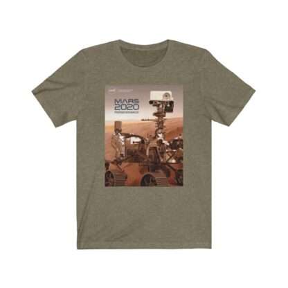 Heather olive NASA t-shirt with print of mars 2020 perseverance rover