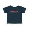Navy-blue NASA baby t-shirt featuring rainbow logo