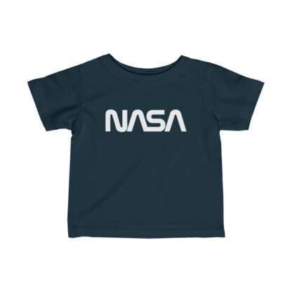 Navy-blue NASA baby t-shirt featuring NASA worm logo