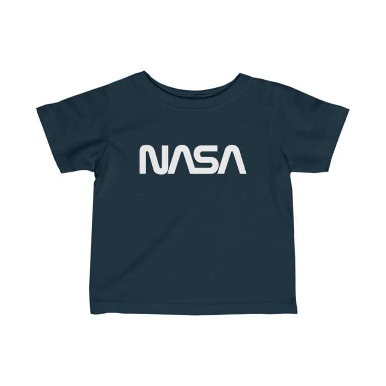 Navy-blue NASA baby t-shirt featuring NASA worm logo