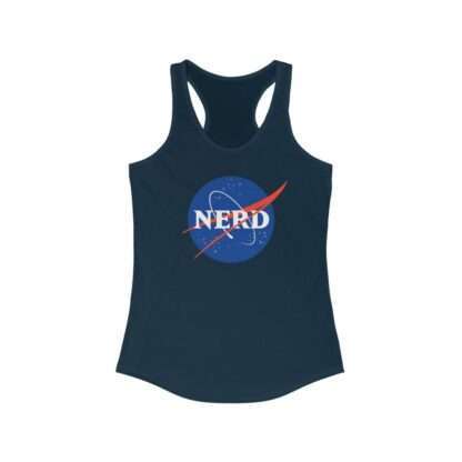 Navy-blue NASA "nerd" racerback tank for women