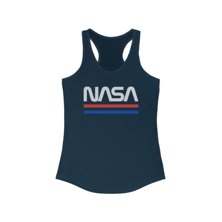 Navy-blue retro style NASA racerback tank for women