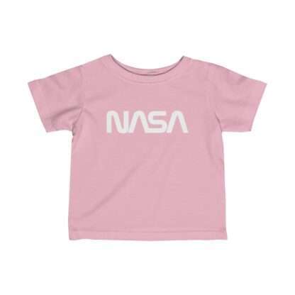 Pink NASA baby t-shirt featuring NASA worm logo