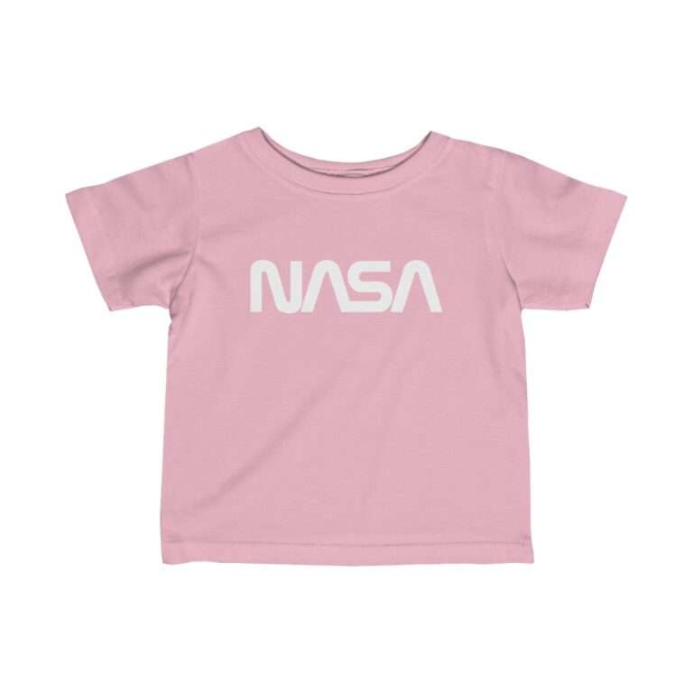 Pink NASA baby t-shirt featuring NASA worm logo