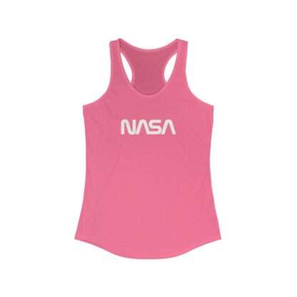 Pink NASA racerback tank for women featuring NASA worm logo
