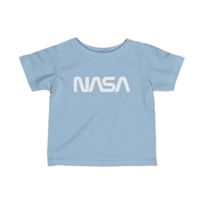 Sky-blue NASA baby t-shirt featuring NASA worm logo