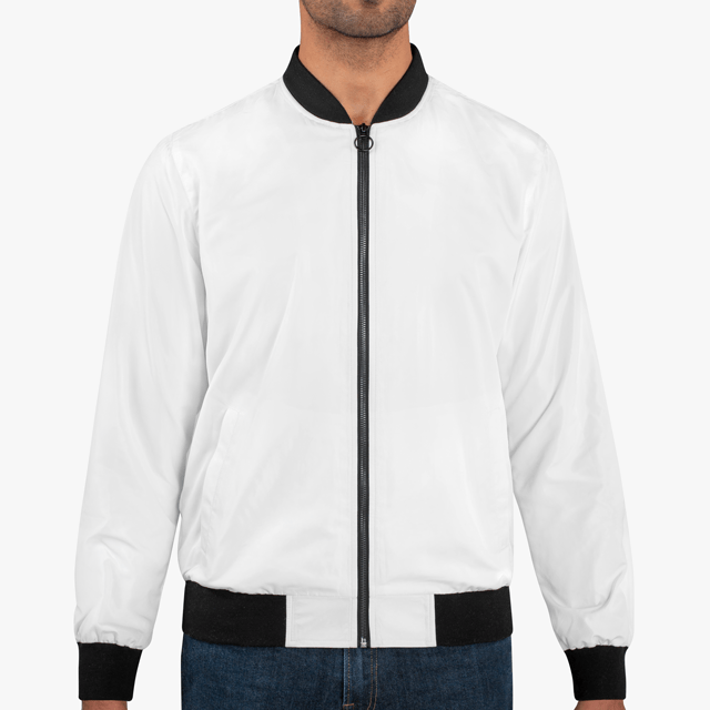 Front view of unisex bomber jacket