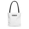 Front of white Enhypen tote bag with minimalist black logo