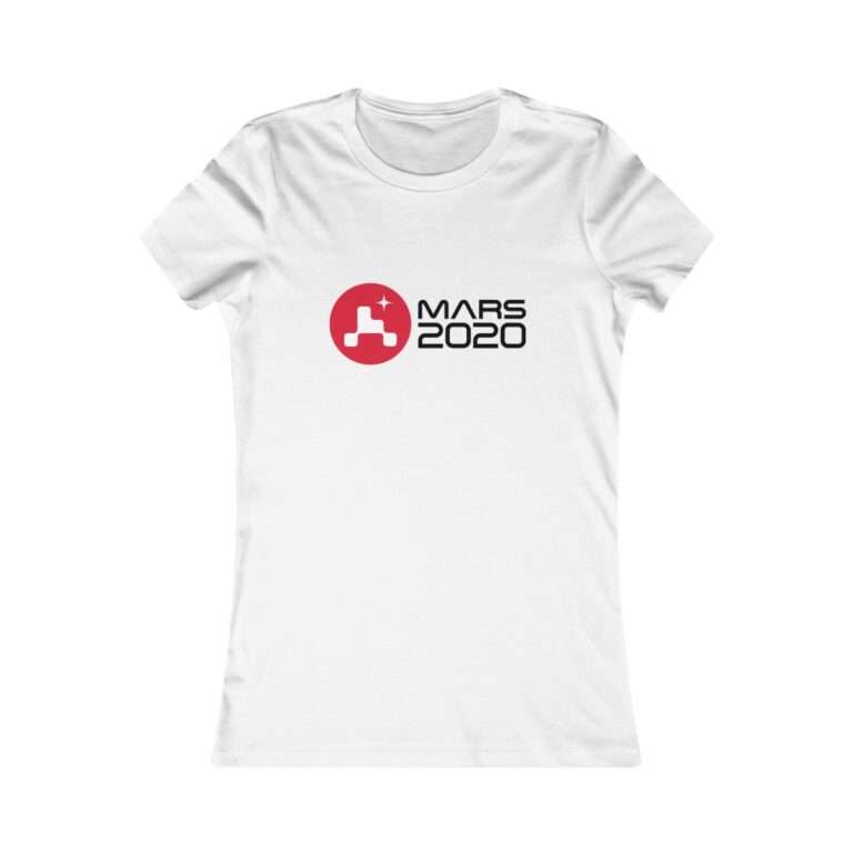 White NASA women's t-shirt for Mars 2020 Perseverance mission