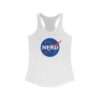 White NASA "nerd" racerback tank for women