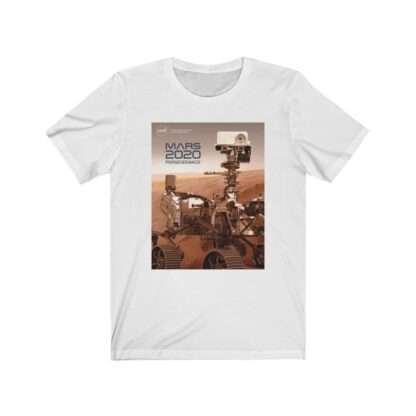 White NASA t-shirt with print of mars 2020 perseverance rover