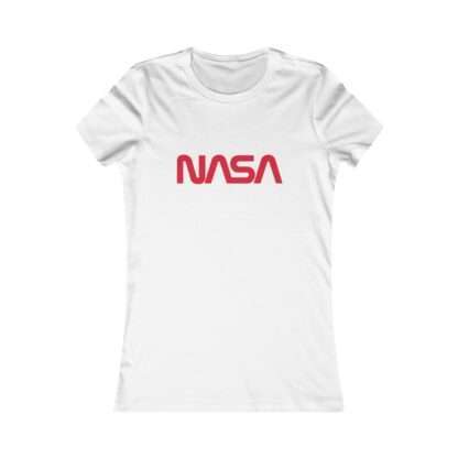 White NASA women t-shirt featuring NASA worm logo