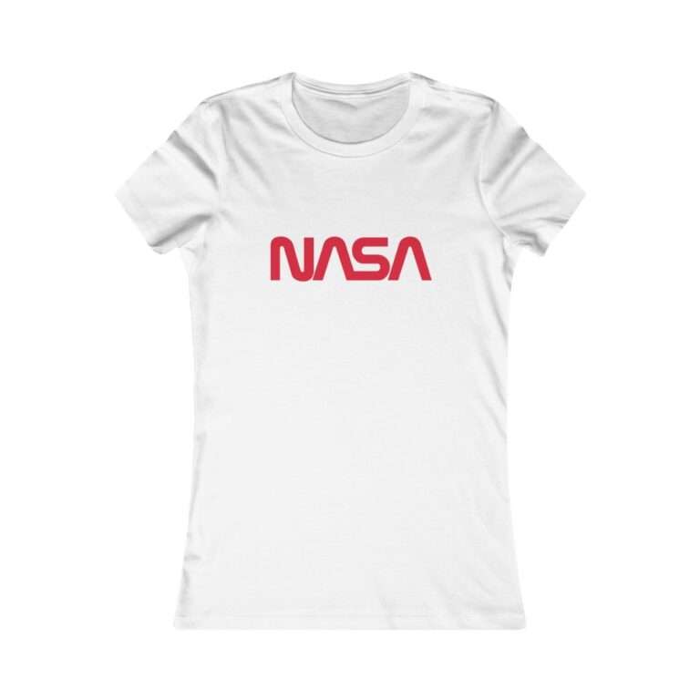White NASA women t-shirt featuring NASA worm logo