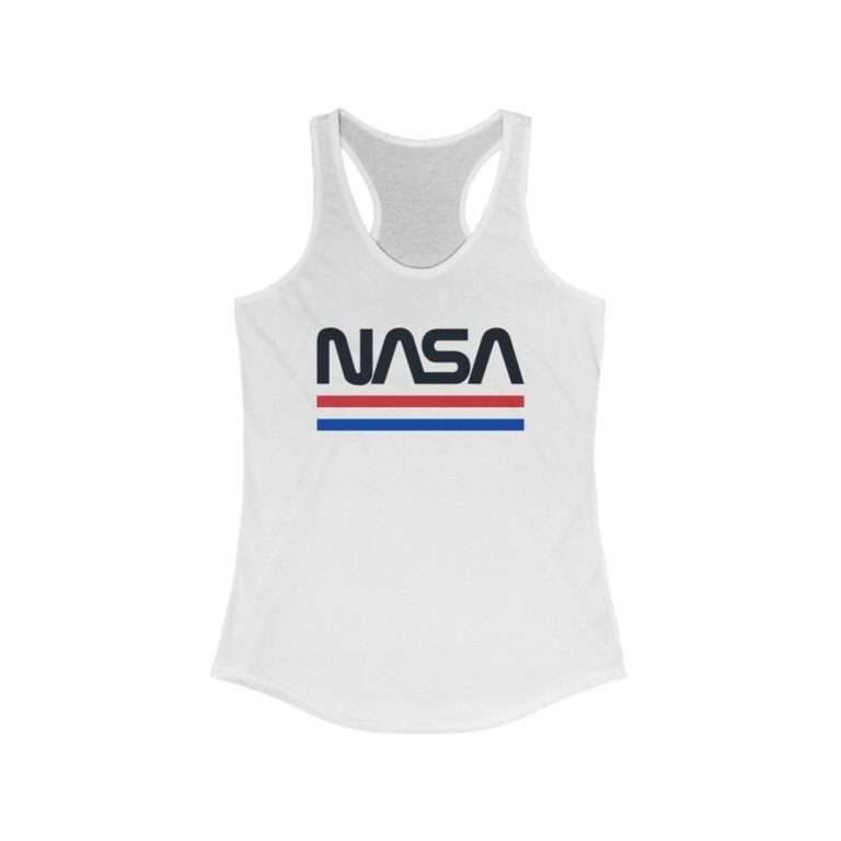 White NASA racerback tank for women