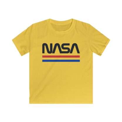 Yellow kids t-shirt with NASA logo in retro style