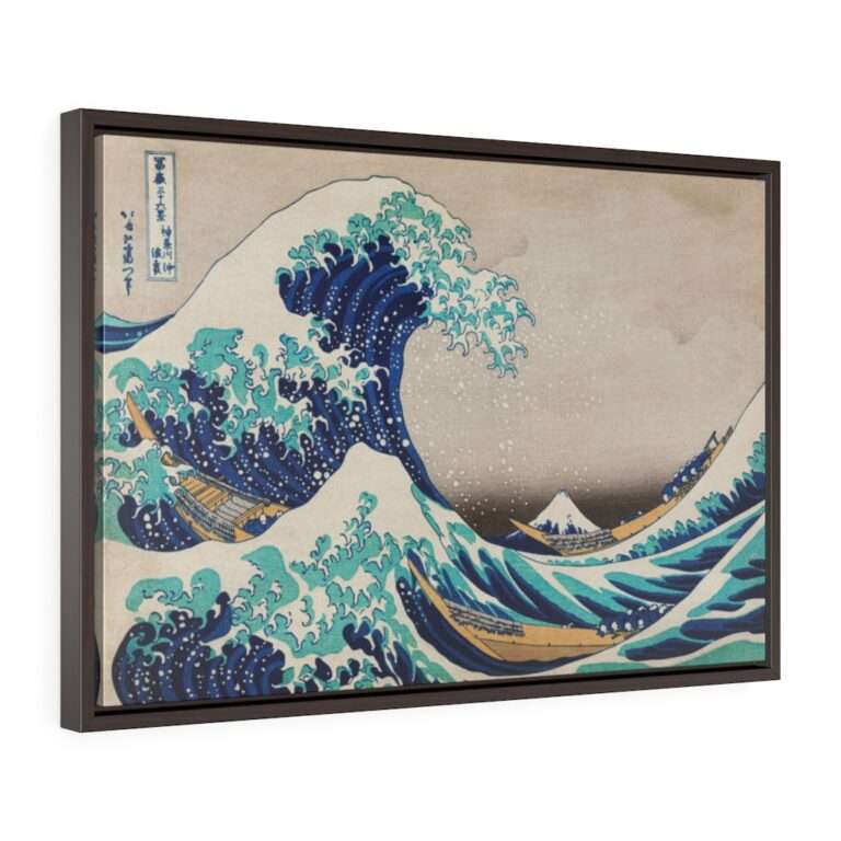 Framed canvas print of "The Great Wave off Kanagawa" by Katsushika Hokusai (1829)