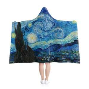 Hooded blanket featuring "The Starry Night" by Vincent van Gogh