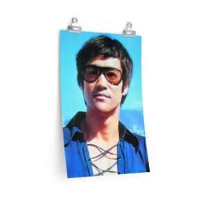 Portrait print poster of Bruce Lee wearing sunglasses