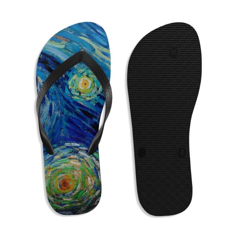 Vincent van Gogh "The Starry Night" Unisex Flip-Flops - Image 10