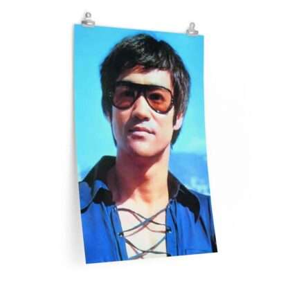 Portrait print poster of Bruce Lee wearing sunglasses