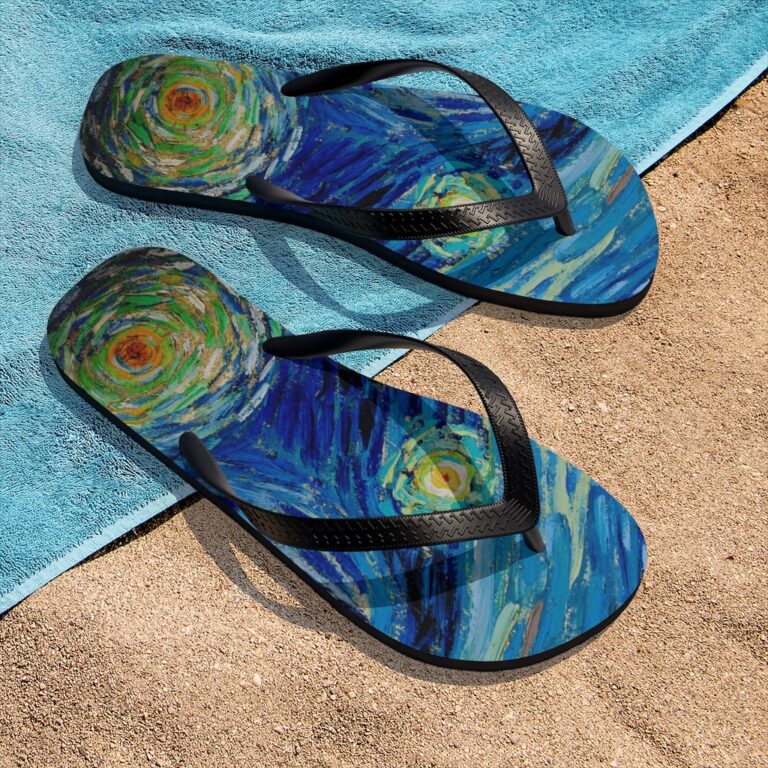 Vincent van Gogh "The Starry Night" Unisex Flip-Flops - Image 12